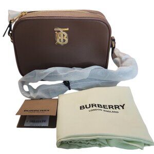 Burberry TB Logo Tan Leather Small Camera Crossbody Shoulder Bag NWT | Travel